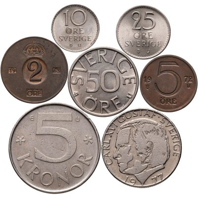 купить Швеция набор из 7 монет 1963-1984
