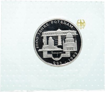Купить Германия 10 марок 1993 F (Штутгарт) 1000 лет городу Потсдам в запайке
