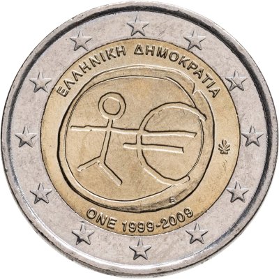 купить Греция 2 евро 2009 "10 лет Экономическому и валютному союзу"