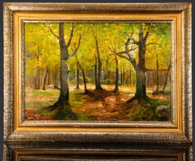 купить Картина в раме "Лесной пейзаж" с сертификатом, холст, масло, Мастер A. Liemann, Западная Европа, 1910-1920 гг.