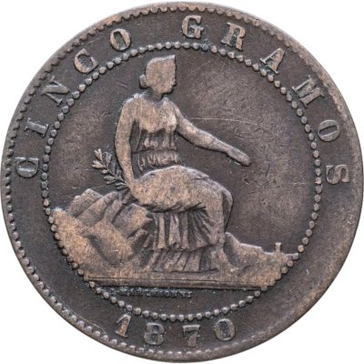 купить Испания 5 сентимо (centimos) 1870