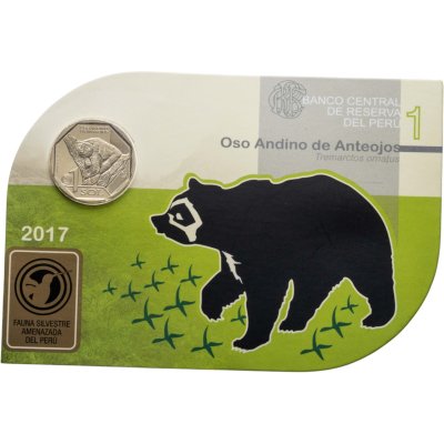 купить Перу 1 соль (sol) 2017 "Фауна Перу - Очковый медведь (Tremarctos ornatus)", в буклете