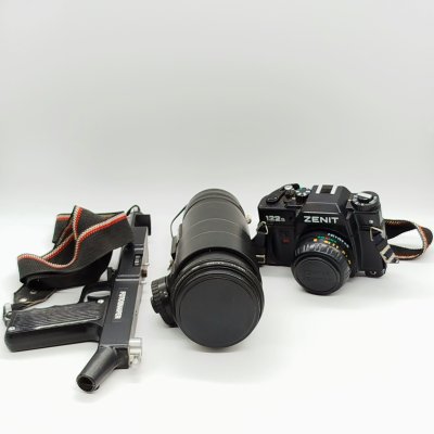 купить Фотоснайпер (объектив Таир-3С 300 mm f/ 4.5 в комплекте с фотоаппаратом Зенит 122) в оригинальном кофре, металл, стекло, пластик, Красногорский механический завод (КМЗ), Россия, 1990-2005 гг.
