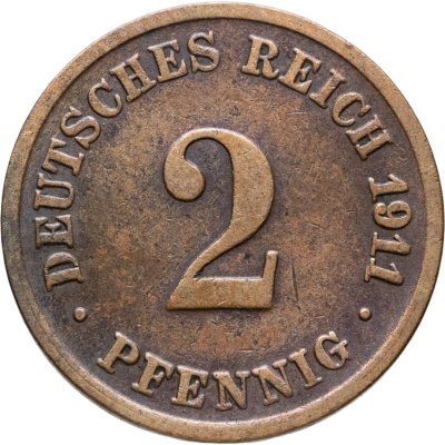 купить Германия 2 пфеннига (pfennig) 1911 D знак монетного двора: "D" - Мюнхен