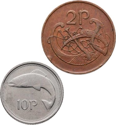 купить Ирландия набор 2 монет 2 и 10 пенни 1980-1994