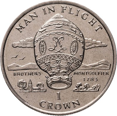 купить Остров Мэн 1 крона (crown) 1995 "Воздушный шар братьев Монгольфье"