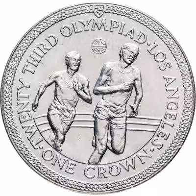 купить Остров Мэн 1 крона (crown) 1984 XXIII летние Олимпийские Игры, Лос-Анджелес 1984 - бег