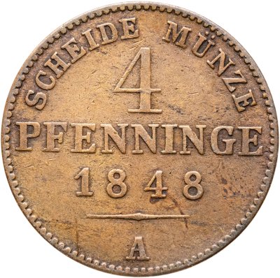 купить Германия, Пруссия 4 пфеннига 1848 А