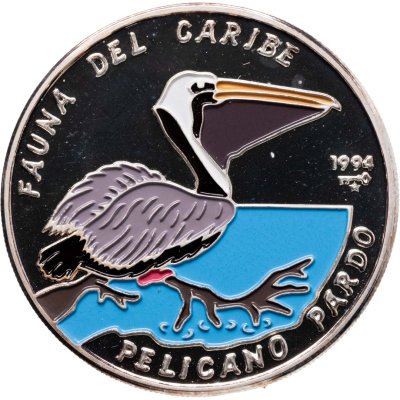 купить Куба 10 песо (peso) 1994 "Карибская фауна - Американский бурый пеликан (Pelecanus occidentalis)"