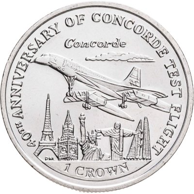 купить Остров Мэн 1 крона 2009 "40-летие тестового полета самолета "Конкорд"
