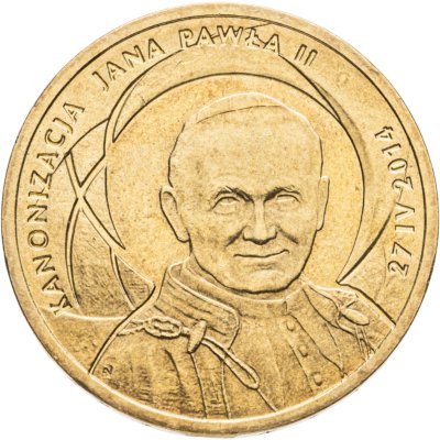 купить Польша 2 злотых (zlote) 2014 Канонизация Иоанна Павла II - 27 апреля 2014