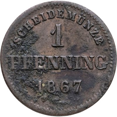 купить Бавария 1 пфенниг 1867