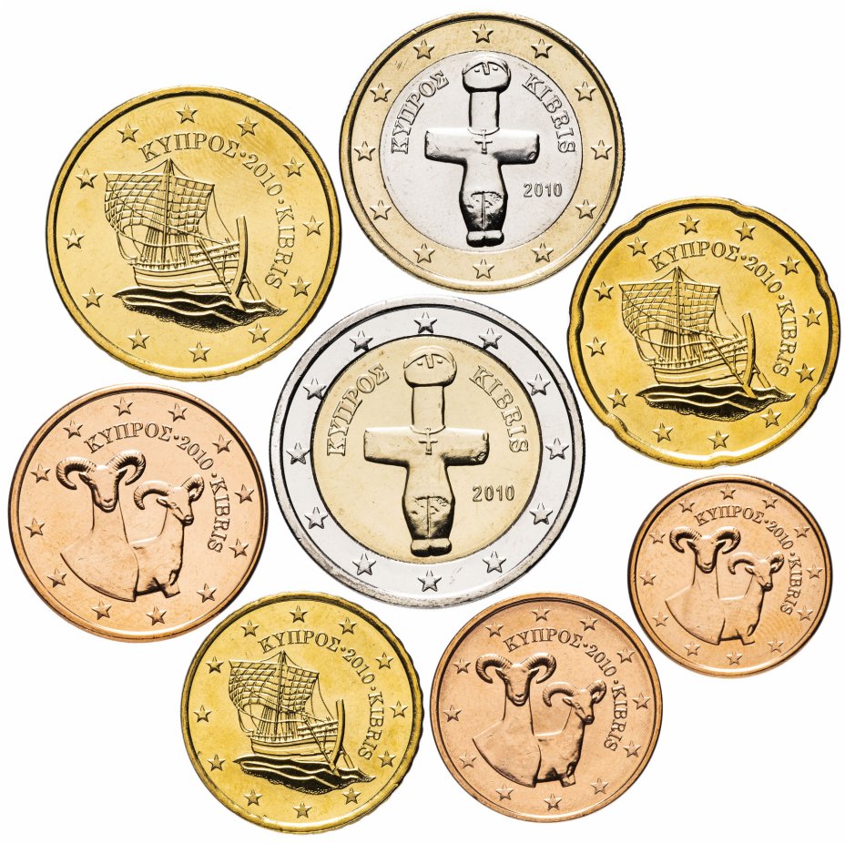 купить Кипр годовой набор евро 2010 (8 монет, мешковые)