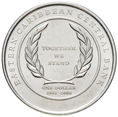 купить Восточные Карибы 1 доллар (dollar) 2008 года (25 лет центральному банку)