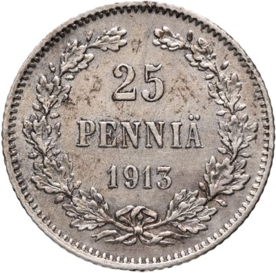 купить 25 пенни (pennia) 1913 S Российская Финляндия