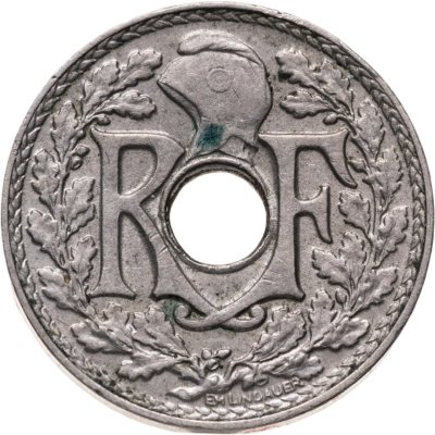 купить Франция 5 сантимов (centimes) 1930 Новый тип: Отверстие в центре