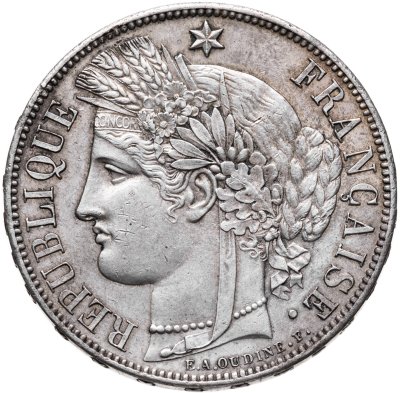 купить Франция 5 франков 1870 "Церера - древнеримская богиня плодородия "A" - Париж"