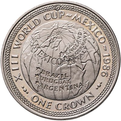 купить Остров Мэн 1 крона 1986 "Чемпионат мира по футболу 1986, Мексика /карта"