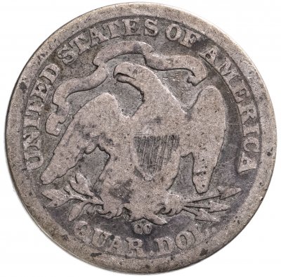 купить США 25 центов (квотер, 1/4 доллара, quarter dollar) 1877 CC-Карсон-Сити "Seated Liberty Quarter"