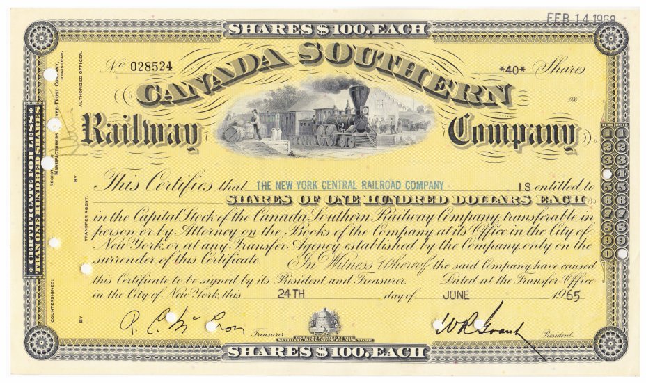 купить Акция США Canada Southern Railway Company 1950- 1966  гг.