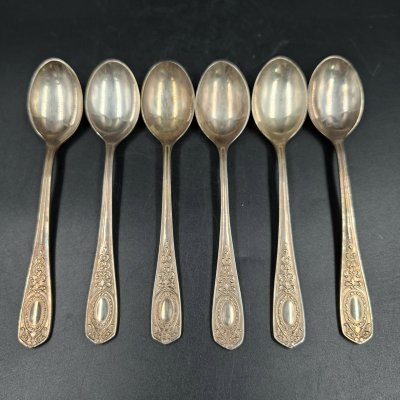 купить Набор из шести чайных ложек с растительным декором, мНЦ (медь-никель-цинк), Кольчугинский завод цветных металлов, СССР, 1960-1990 гг.