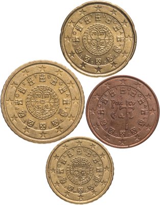 купить Португалия набор из 4 монет 5, 10, 20, 50 центов (cents) 2002-2006