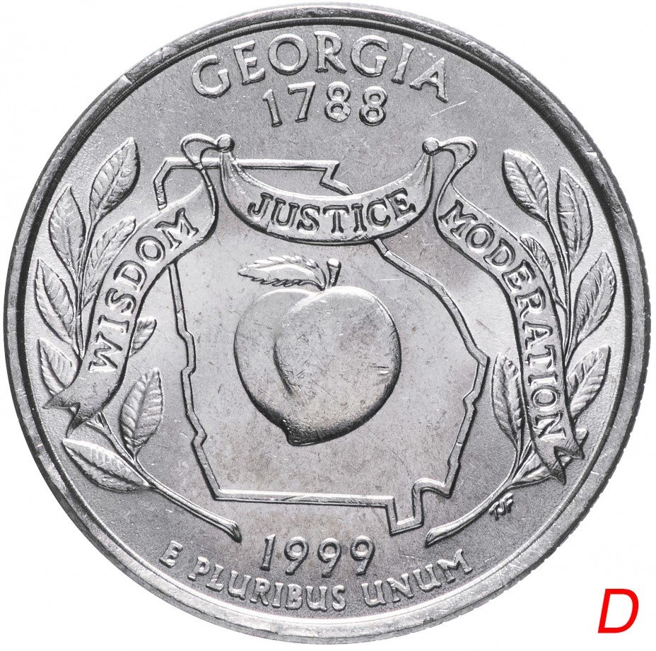 купить США 1/4 доллара (квотер, 25 центов) 1999 D "Штат Джорджия"