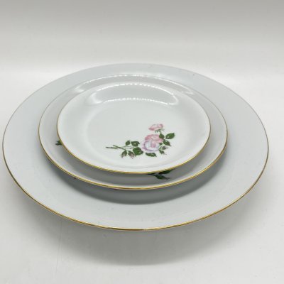 купить Набор из тарелки и 3 блюдец с цветочным декором, фарфор, деколь, золочение, Kahla, ГДР, 1968-1987 гг.