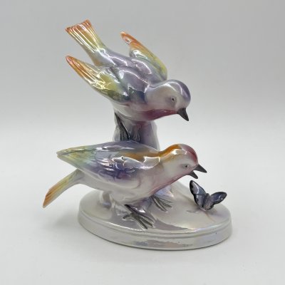 купить Статуэтка "Птицы и бабочка", фарфор, роспись, люстр, Западная Европа, 1960-1980 гг.