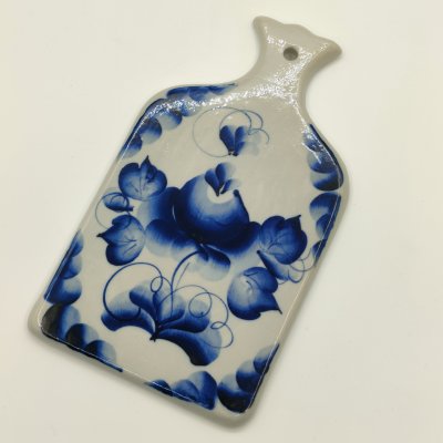 купить Сырная доска, украшенная изображениями цветов, фарфор, роспись, Речицкий фарфоровый завод (Гжель), СССР, 1970-1980 гг.