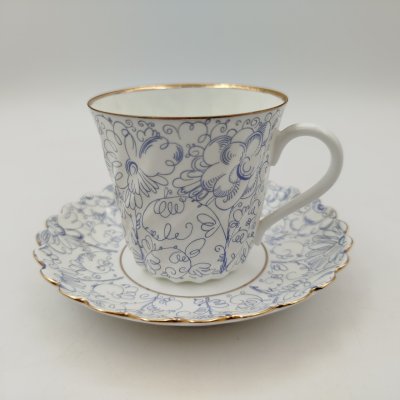 купить Пара кофейная "Садик", форма "Витая", автор рисунка Н.П. Славина, фарфор, деколь, золочение, Ленинградский фарфоровый завод (ЛФЗ), СССР, 1970-1992 гг.