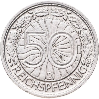 купить Германия 50 рейхспфеннигов (reichspfennig) 1928, знак монетного двора "D" — Мюнхен