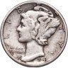 Купить США 10 центов (дайм, one dime) 1943  Mercury Dime (дайм «Меркурий»)