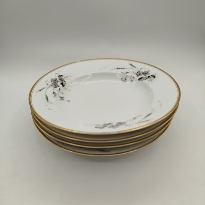 купить Набор из четырех суповых тарелок с растительным декором, фарфор, золочение, роспись, Западная Европа, 1890-1920 гг.