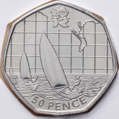 купить Великобритания 50 пенсов (pence) 2011 XXX летние Олимпийские Игры, Лондон 2012 - Парусный спорт в сувенирном конверте