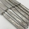 Купить Набор из 6 столовых ножей с декором на ручках, сталь, Павловский завод художественных металлоизделий им. С.М. Кирова, СССР, 1940-1970 гг.