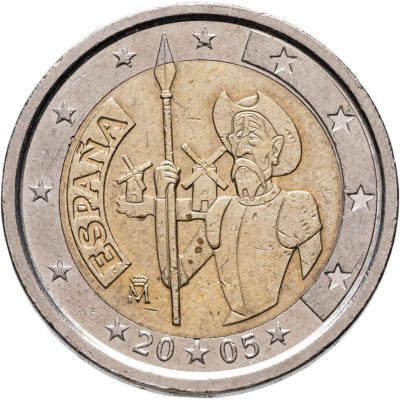 купить Испания 2 евро (euro) 2005 "400 лет изданию романа «Дон-Кихот» Мигеля Сервантеса"