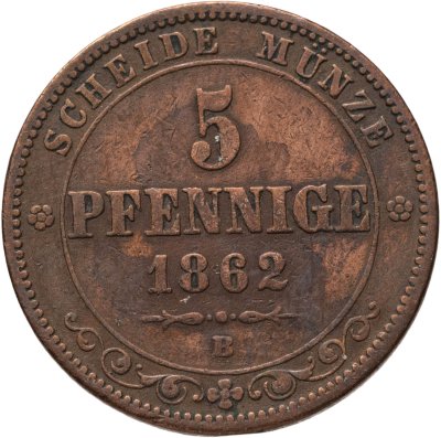 купить Германия, Саксония 5 пфеннигов 1862