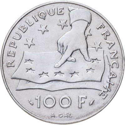 купить Франция 100 франков (francs) 1991 395 лет со дня рождения Рене Декарта