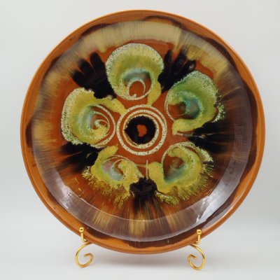 купить Блюдо с абстрактным декором, керамика, поливы, СССР, 1960-1980 гг.