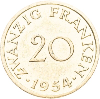 купить Саар 20 франков (francs) 1954