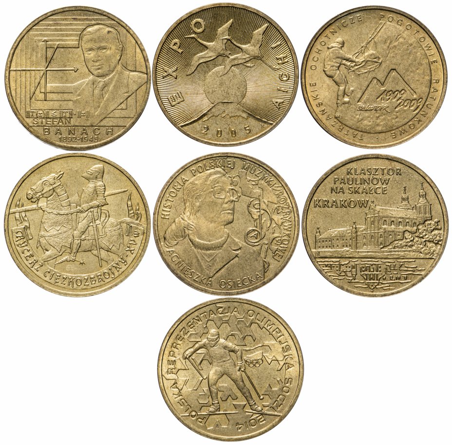 купить Польша набор из 7 монет 2 злотых (zlote) 2005-2014