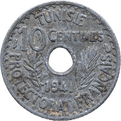 купить Тунис 10 сантимов (centimes) 1941
