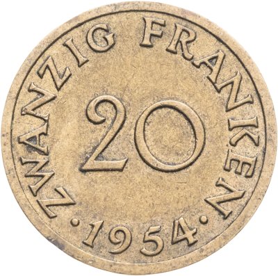 купить Саар 20 франков (francs) 1954