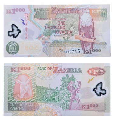 купить Замбия 1000 квача 2011 "Трубкозуб, памятник Свободы (Лусака) Трактор" полимер