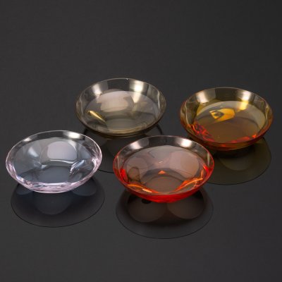 купить Набор разноцветных розеток на 4 персоны, дизайнер Rudolf Eschler, стекло, гранение, Henry Moser & Cie (Мозер), Чехословакия, 1950-1980 гг.