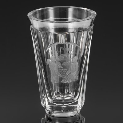 купить Ваза "Рабочий и колхозница" , предположительно Vicke Lindstrand, Orrefors, хрусталь, резьба, травление, Швеция, 1950-1970 гг.