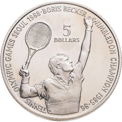 купить Ниуэ 5 долларов (dollars) 1987 "XXIV летние Олимпийские Игры, Сеул 1988 - Теннис, Борис Беккер"
