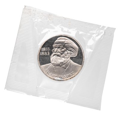 купить 1 рубль 1983 Proof "165 лет со дня рождения Карла Маркса" (Новодел) в запайке