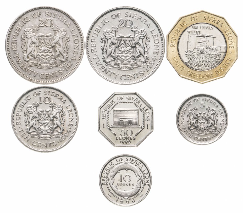 купить Сьерра-Леоне набор из 7 монет 1978-1996